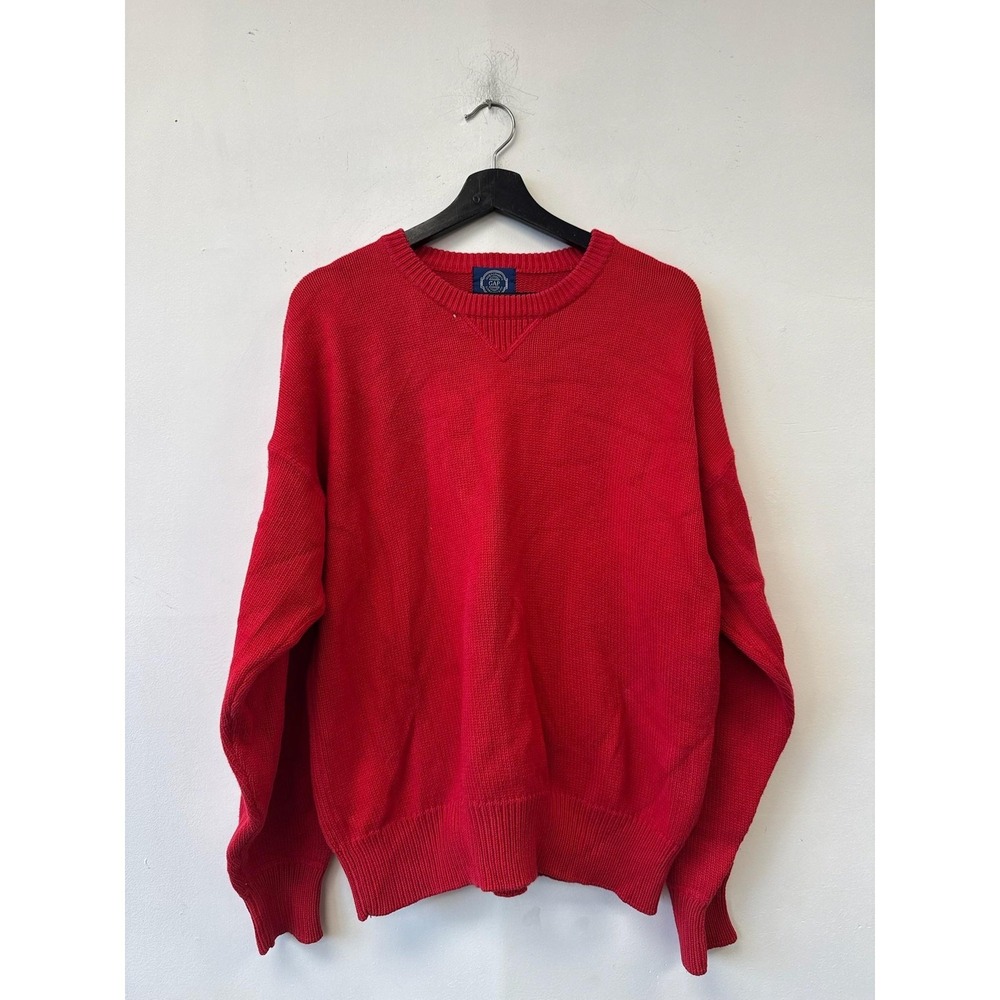 VTG‎ Gap Sweater Mens Large Red Cotton Knit Crewneck Pullover Classic Fit 90s